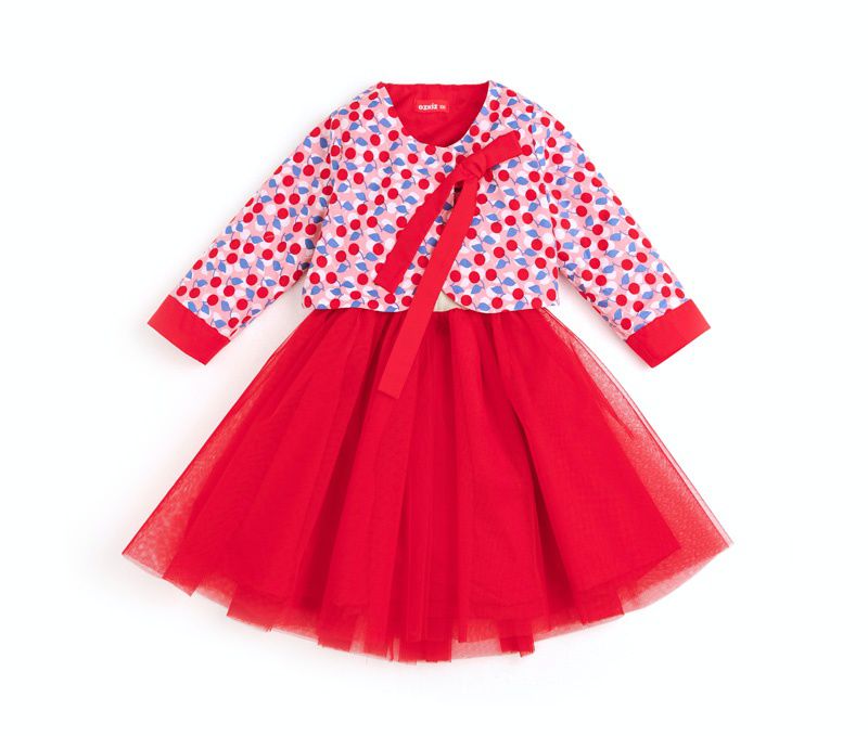 韓國 OZKIZ - (女寶)上下兩件式生活韓服-紅