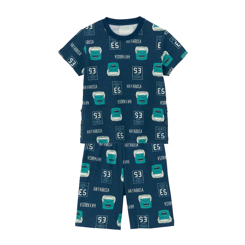 日本千趣會 - 新幹線  純棉短袖家居服/睡衣-隼號列車-藍綠