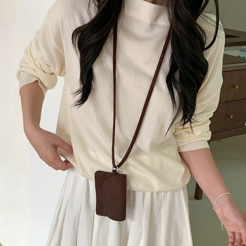 韓系小眾迷你造型斜背/頸掛包-麂皮款-咖啡