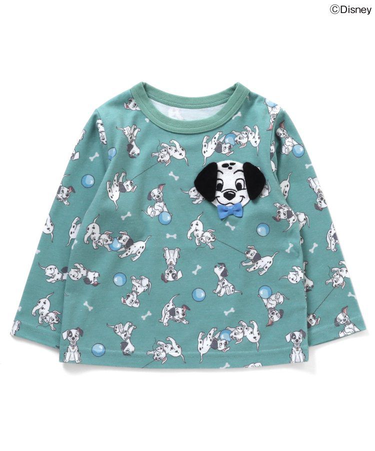 日本 BIT'Z - 限定角色印花長袖上衣-101忠狗-綠松石