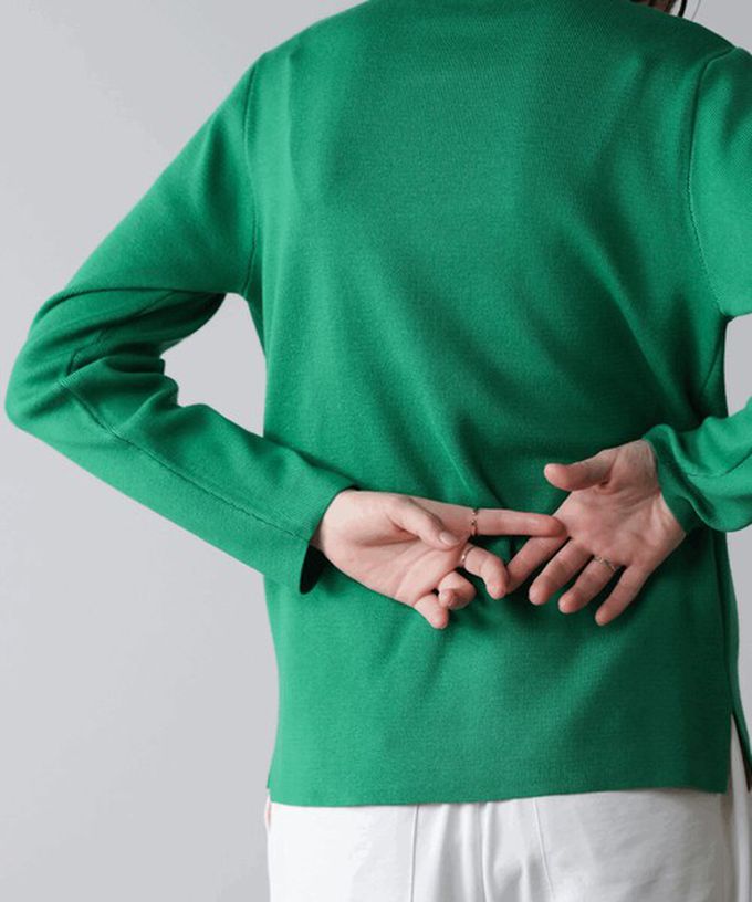 日本 Bab - 俐落感簡潔小立領針織上衣-白