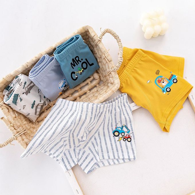 小 pipi - 純棉兒童四角平口內褲5件組_男童-汽車大集合