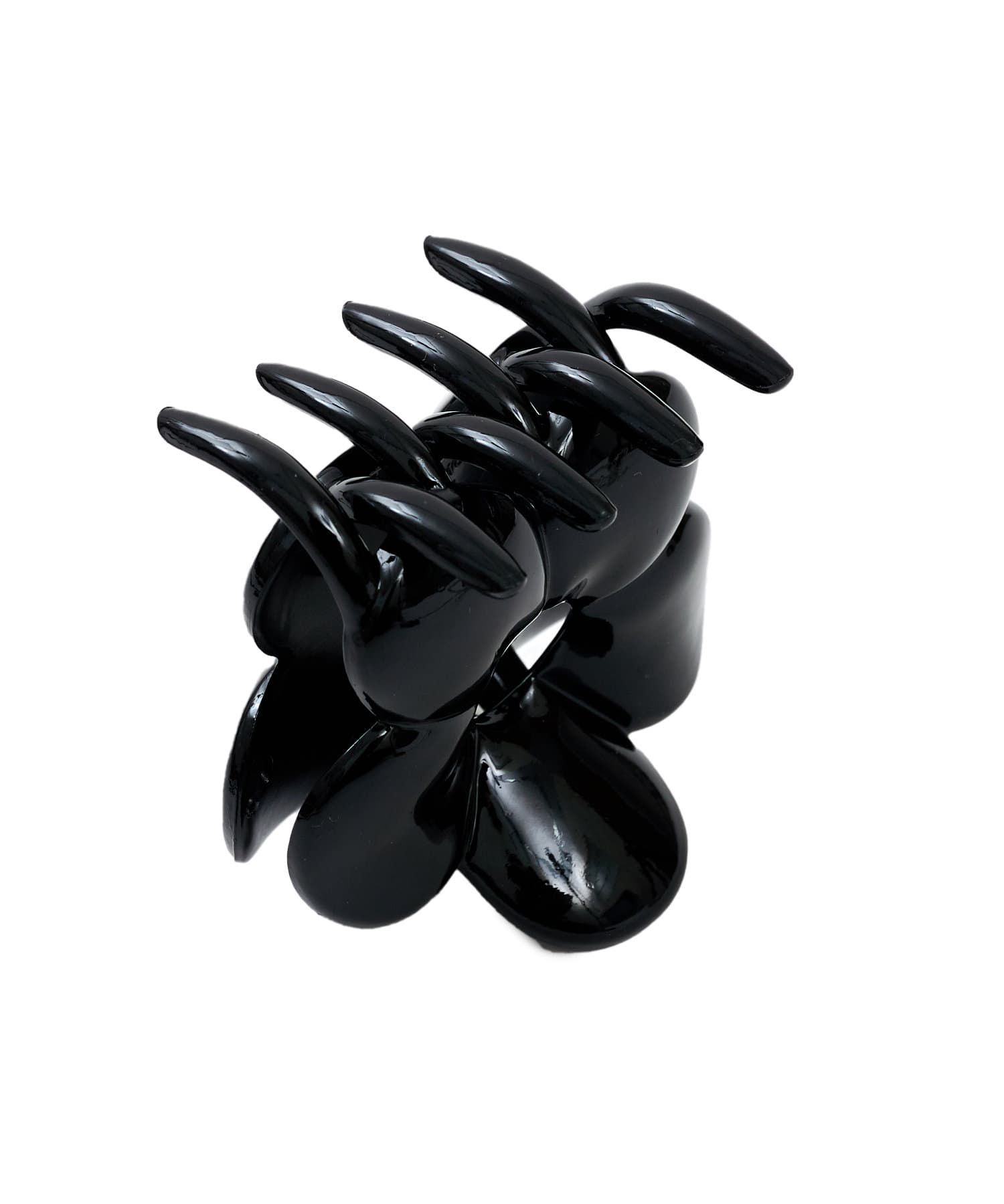 日本 Lattice - 大花花壓克力抓夾/髮夾-經典黑