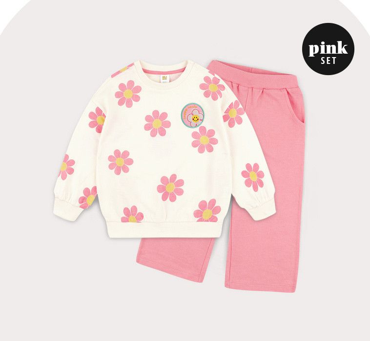 韓國 HEJMINI - 彩色花花圓領套裝-紫