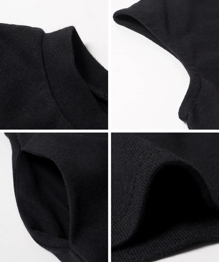 日本 COCA - 純棉圓領修身剪裁長版短袖上衣-黑