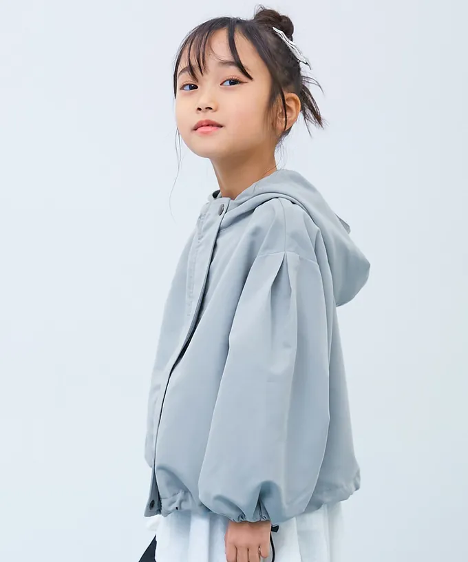 日本 devirock - 桃皮柔軟寬袖連帽派克風衣外套-卡其黃