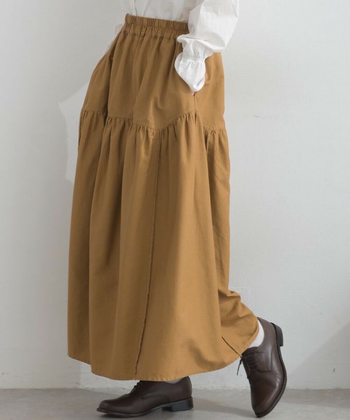 日本 Lupilien - 厚磅立體感線條澎澎長裙(附口袋)-黑色丹寧