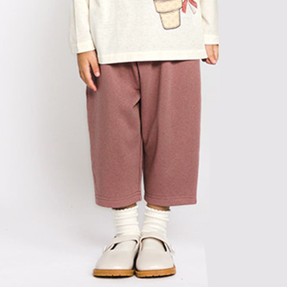 百搭舒適彈力長褲-寬版廓型-玫瑰粉