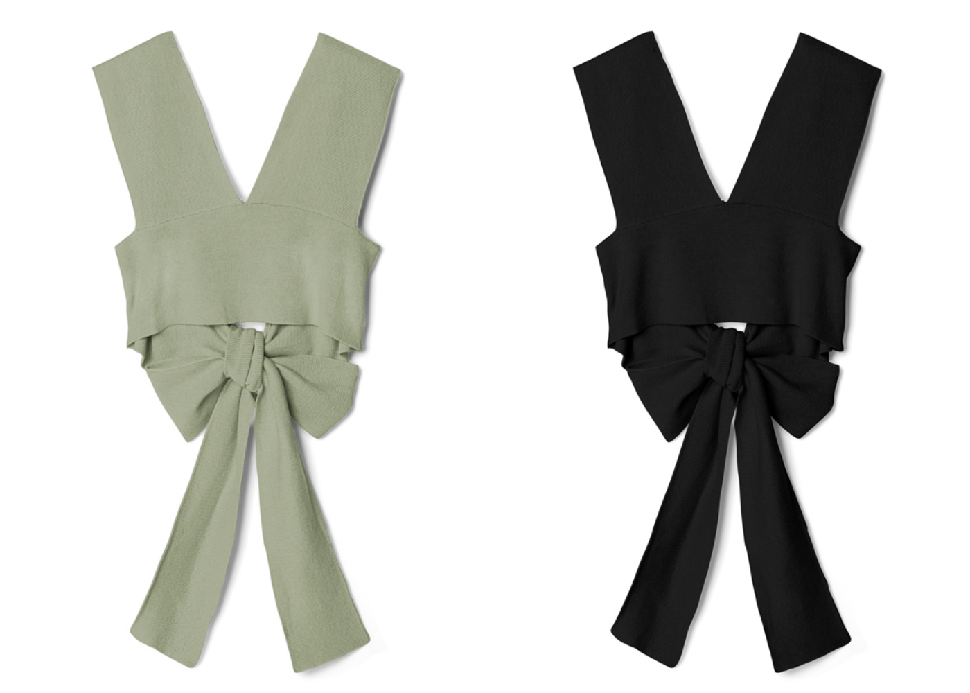 日本 GRL - 後大蝴蝶結綁帶層次穿搭針織背心-青春綠