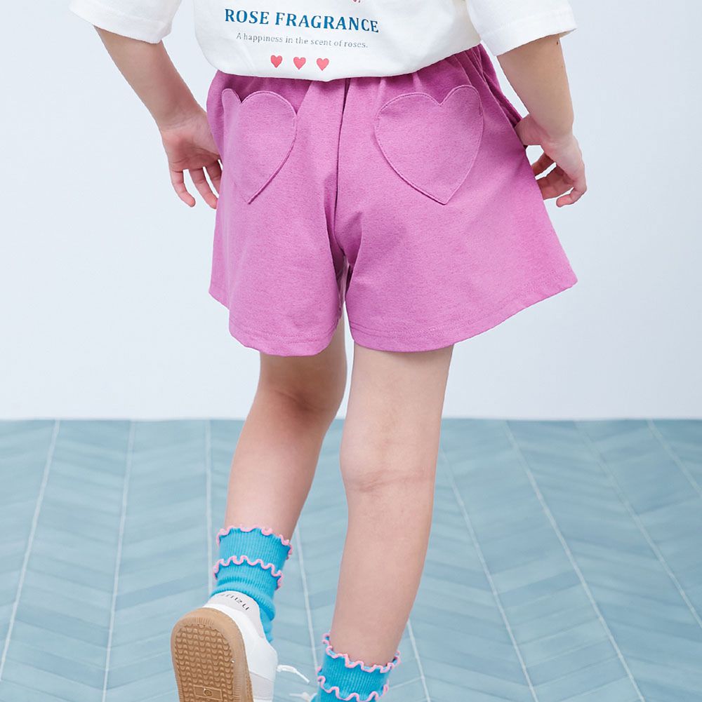 [快乾防皺]可烘乾防污機能短褲-愛心口袋-莓果粉