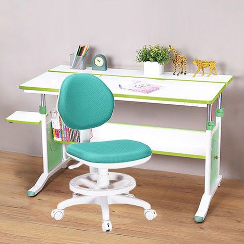 創意小天才 - 第五代兒童專用120cm調節桌二件組(桌+素養家椅)/兒童書桌椅-清新綠