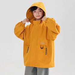 babybody - 防風防水高領連帽款衝鋒外套-活力黃