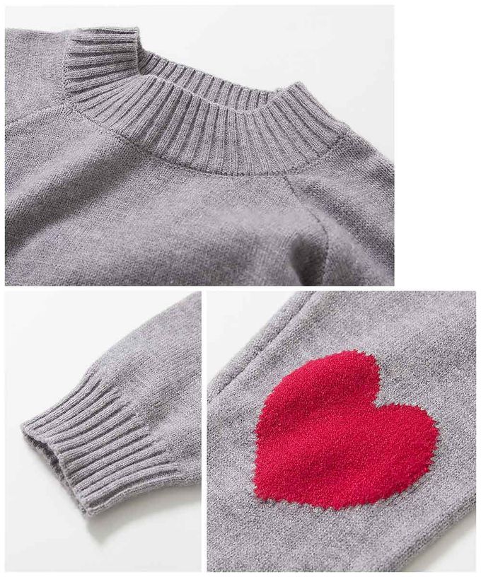 日本 devirock - [可機洗]手肘愛心柔軟針織上衣-海軍藍