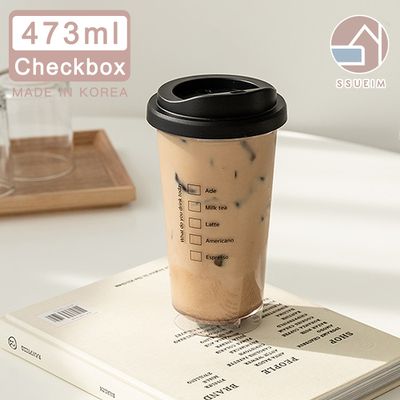 韓國 SSUEIM - Tritan極簡ins透明冷飲杯/隨行杯473ml-Checkbox