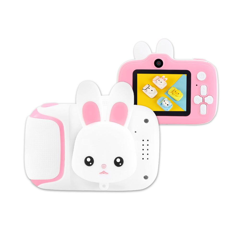 Timo - 萌系動物造型 兒童數位相機-粉兔兔 (送32GB記憶卡)