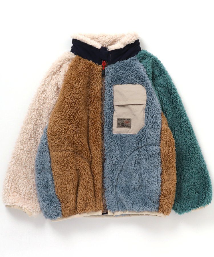 日本 BREEZE - 微立領泰迪熊保暖外套-迷彩-灰綠