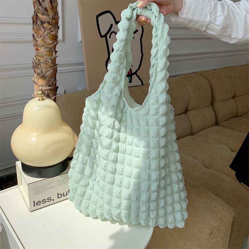 奶油泡泡雲朵手提包/肩背包-無拉鍊款-粉色 ((30+22)x39x8cm)