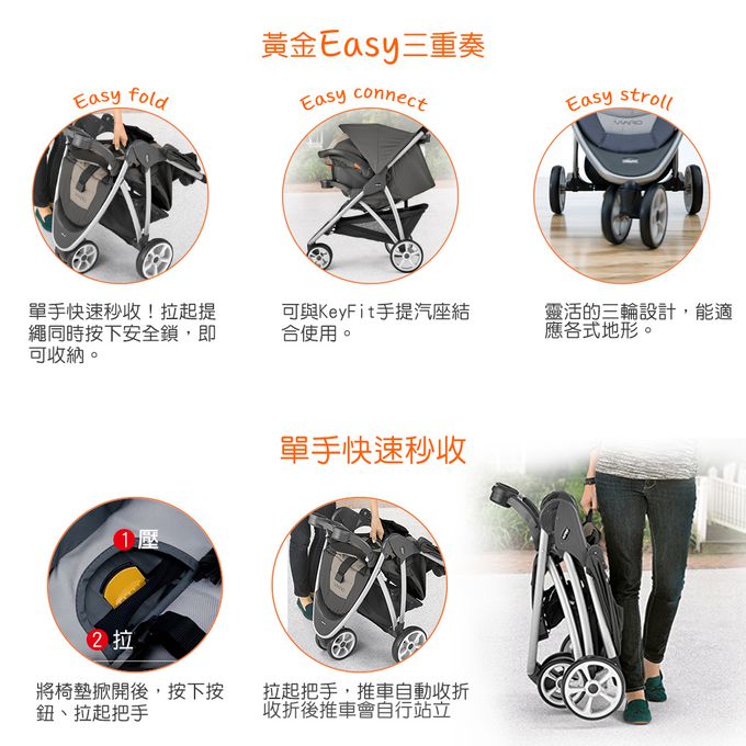 義大利 chicco - Viaro運動版三輪推車限定版-巔峰黑