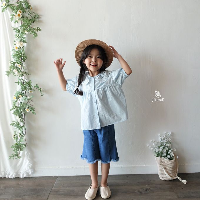 韓國 Jmsnail - 鬆緊腰褲管剪裁抽鬚牛仔褲-深藍