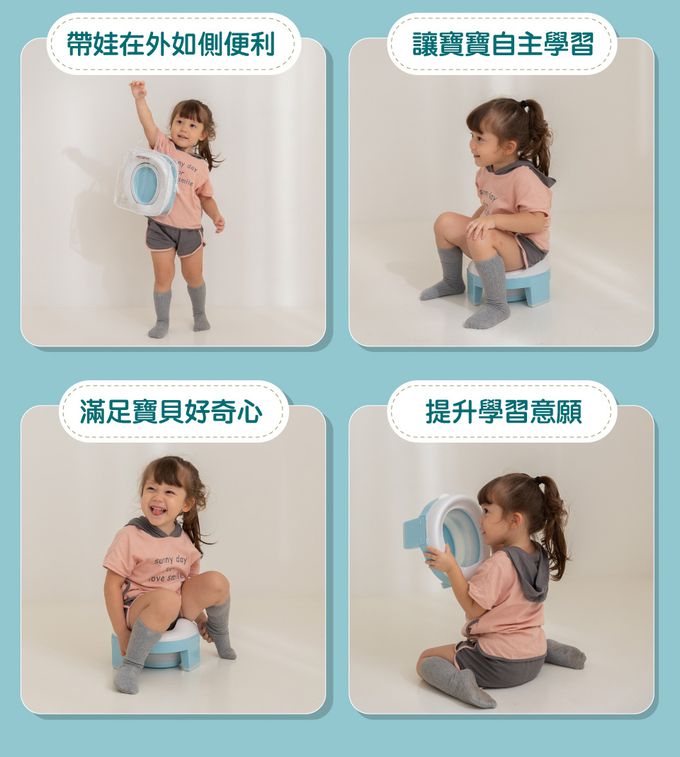 Kikimmy - 多功能兒童收納摺疊學習馬桶贈隨行提袋-藍