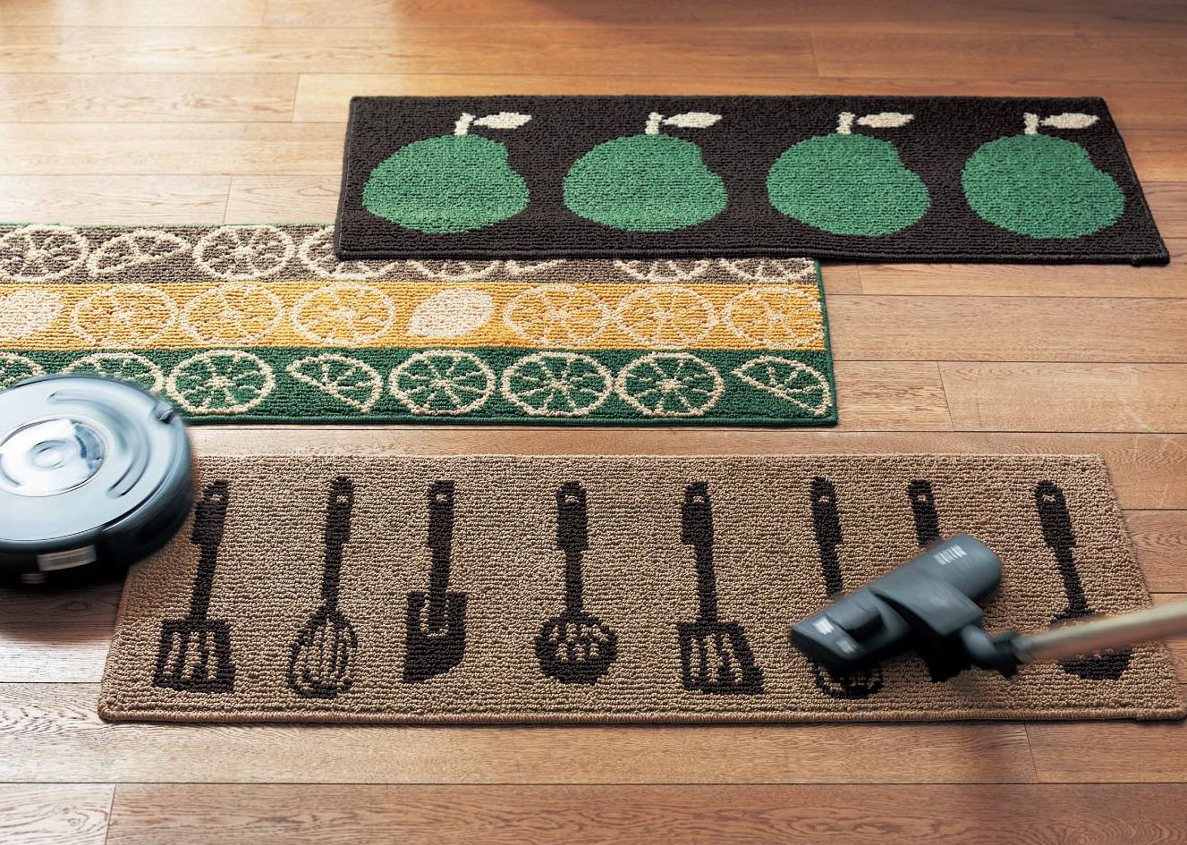 日本千趣會 - mini labo 去泥污腳踏墊-法蘭西花朵-藍綠