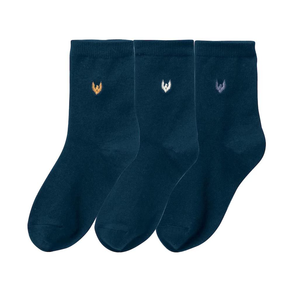 日本千趣會 - GITA 超值中筒襪三件組-渡鴉-海軍藍