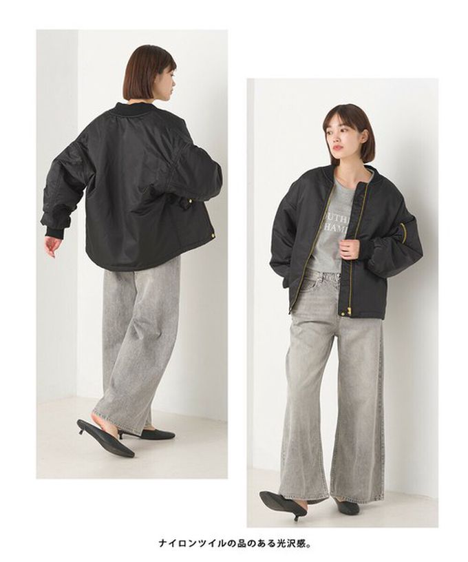 日本 OMNES - 輕量尼龍鋪棉保暖飛行外套-卡其