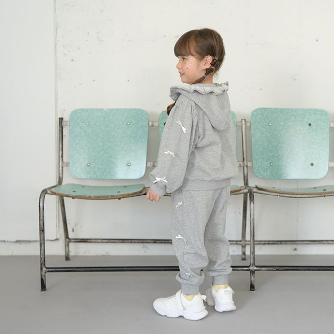 日本 Lycee mine - 蝴蝶結側邊少女休閒長褲-青藍