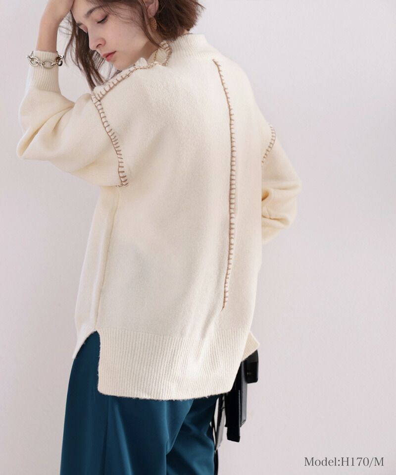 日本 Classical Elf - 復古粗縫線針織毛衣-肉桂橘