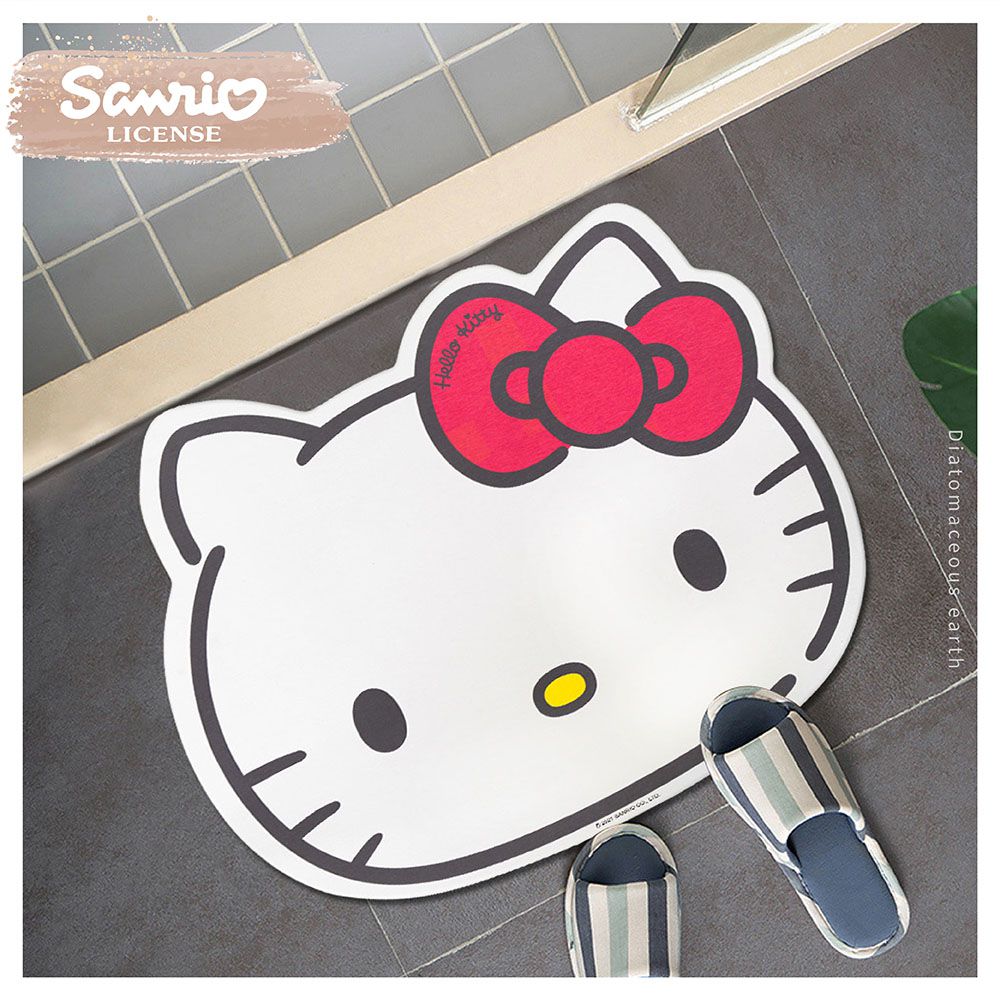 三麗鷗Sanrio 凱蒂貓 大臉造型 硬式珪藻土吸水地墊 腳踏墊 吸水墊 40x50