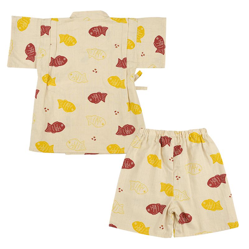 akachan honpo - 兩件式甚平-鯛魚燒-淺卡其色