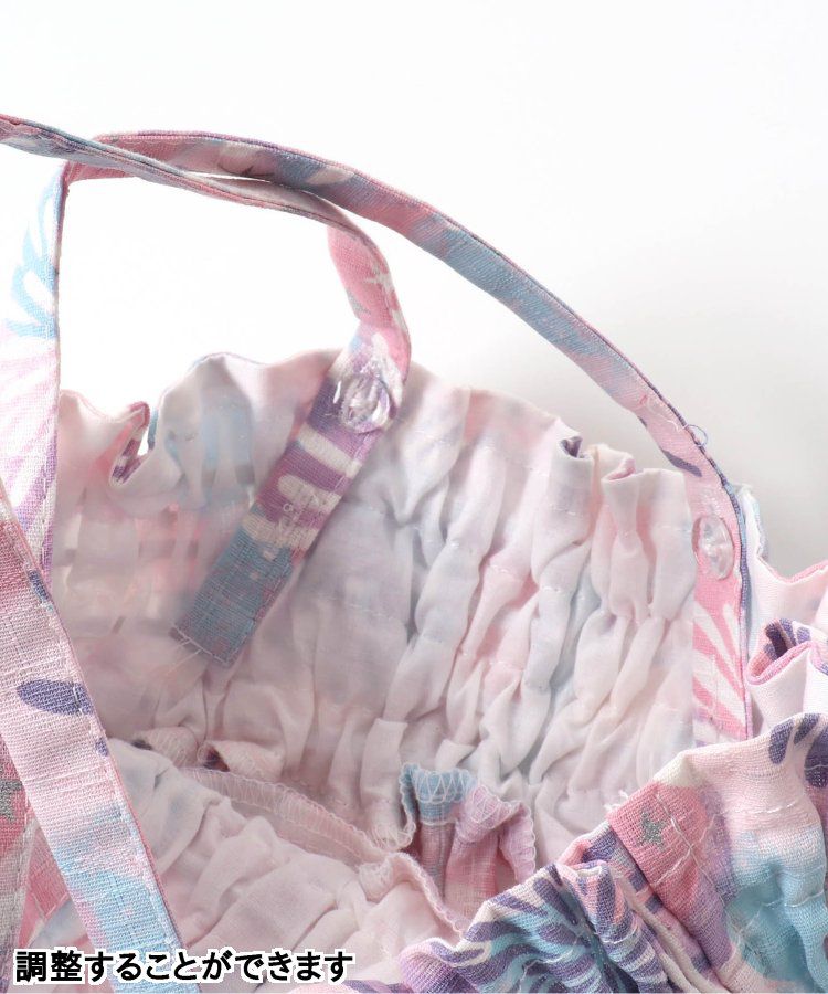 日本 apres les cours - 華麗腰帶風純棉二件式浴衣-椿花-紅藍條紋