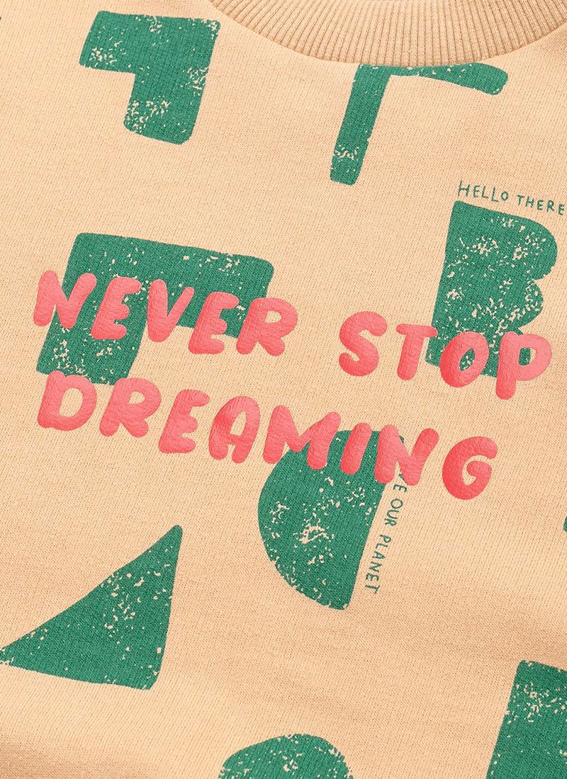 韓國 OZKIZ - 幾盒積木印長袖大學T-橘