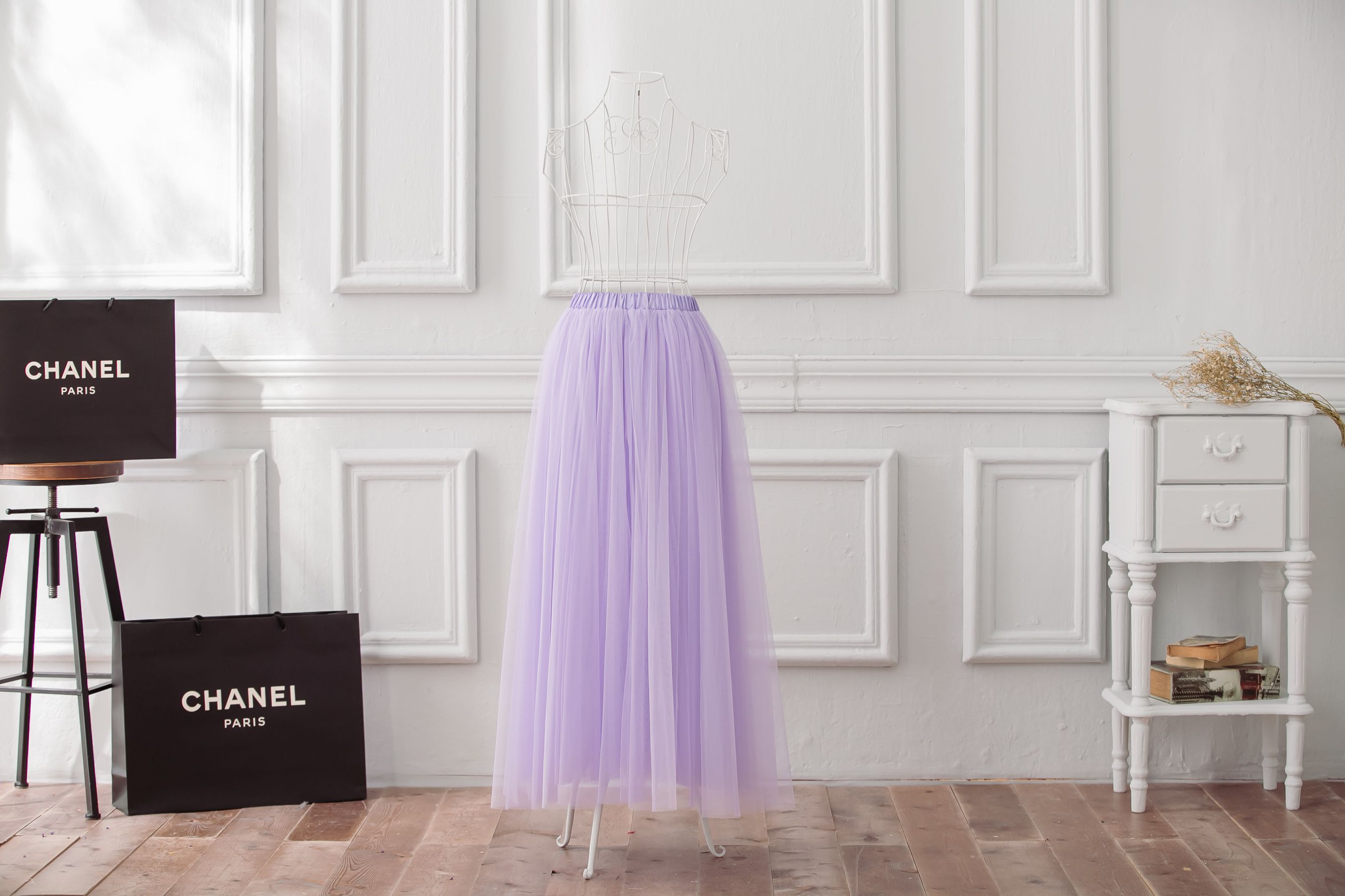 Peachy - 獨家訂製綿柔法式浪漫三層蓬紗裙-三層蓬版-薰衣草紫 (F)