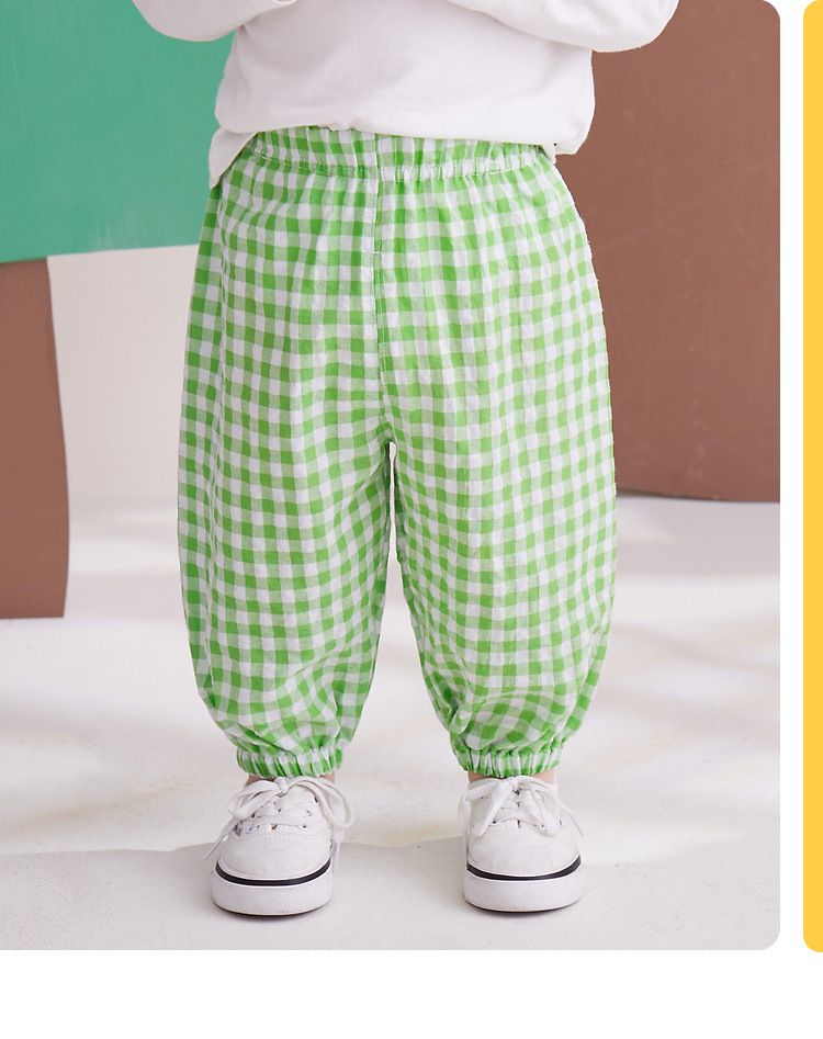 格紋束口長褲-黑+白