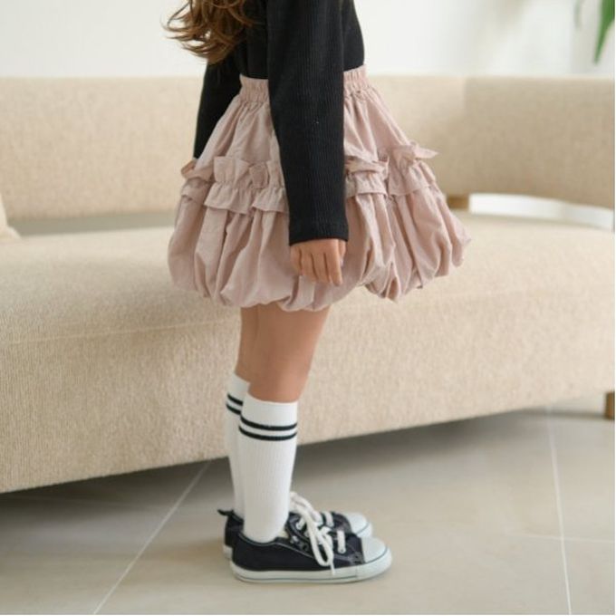 日本 Lycee mine - 澎澎皺摺造型短裙(可調腰圍)-淺杏