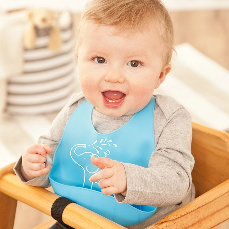 英國 JoJo Maman BeBe - 矽膠防掉落食物袋圍兜-大象噴水