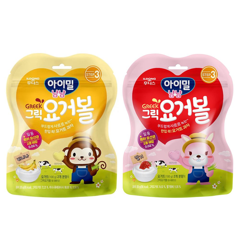 韓國Ildong Foodis日東 - 優格愛心餅2入組-香蕉*1+草莓*1