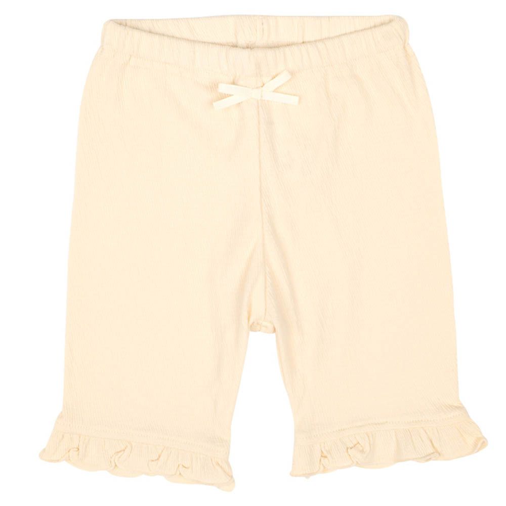 5分內搭褲-褲腳荷葉邊-黃色