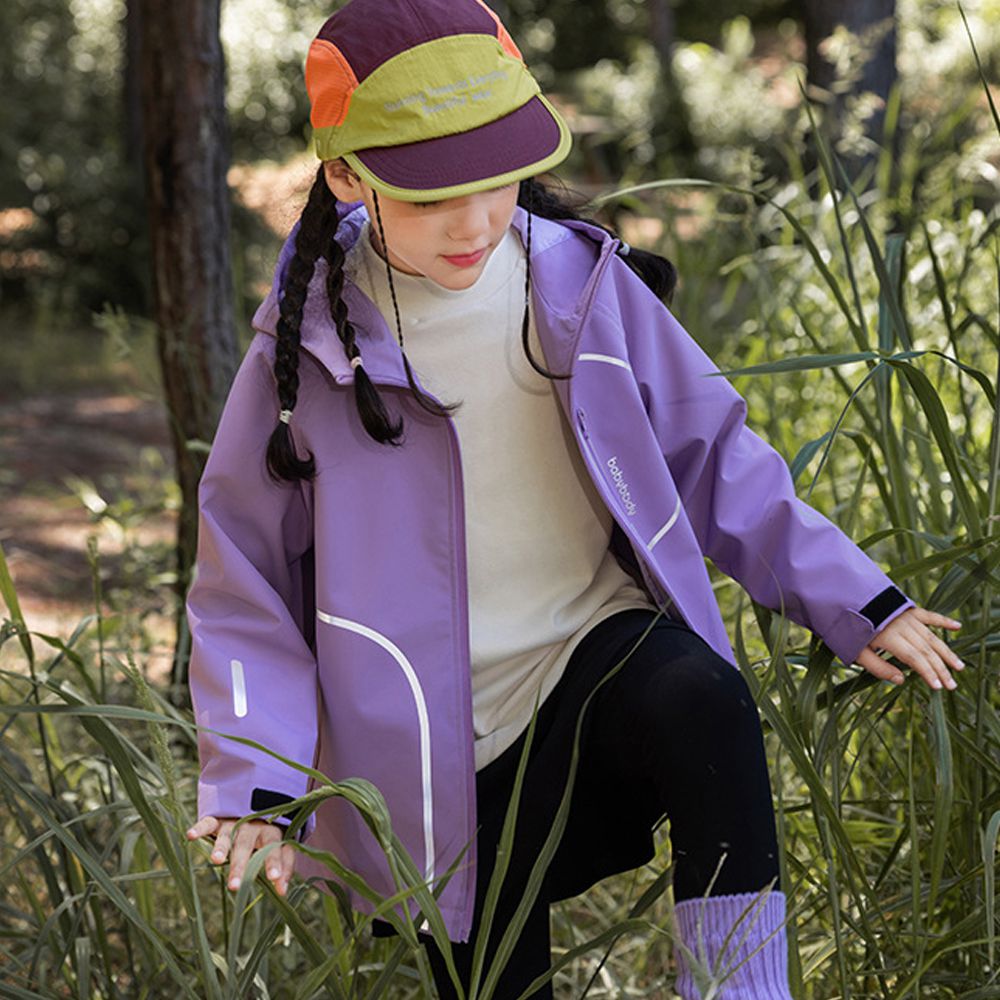 4級防水耐磨防風連帽款衝鋒外套-安全反光條-紫色