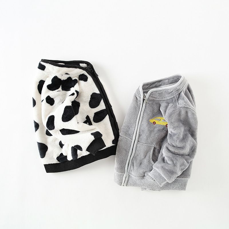 柔軟珊瑚絨立領外套-彩色恐龍