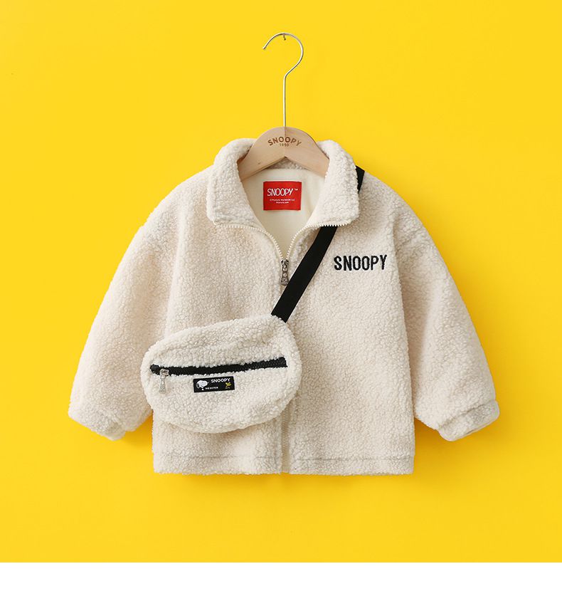 卡通人物史努比時尚羊羔絨外套(送包包)-SNOOPY-綠色