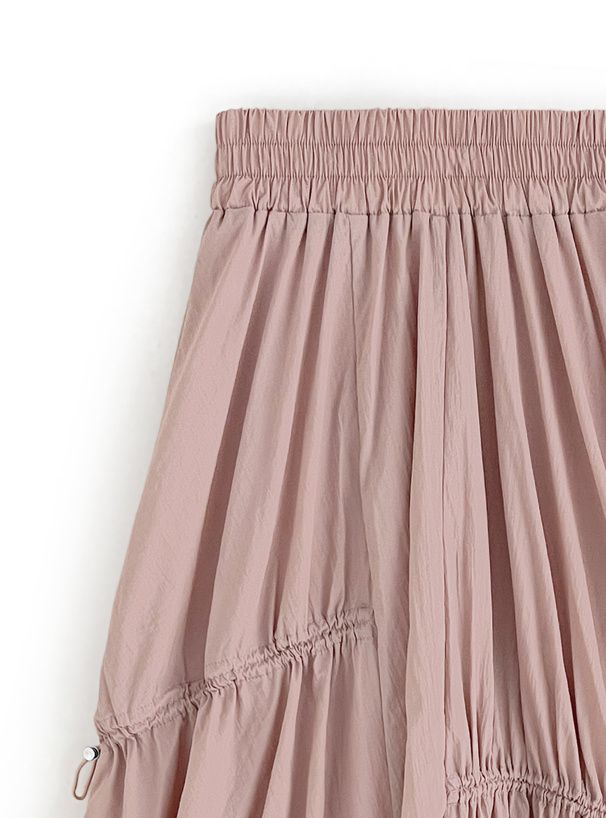 日本 GRL - 前後2WAY不規則抽繩長裙-軍綠