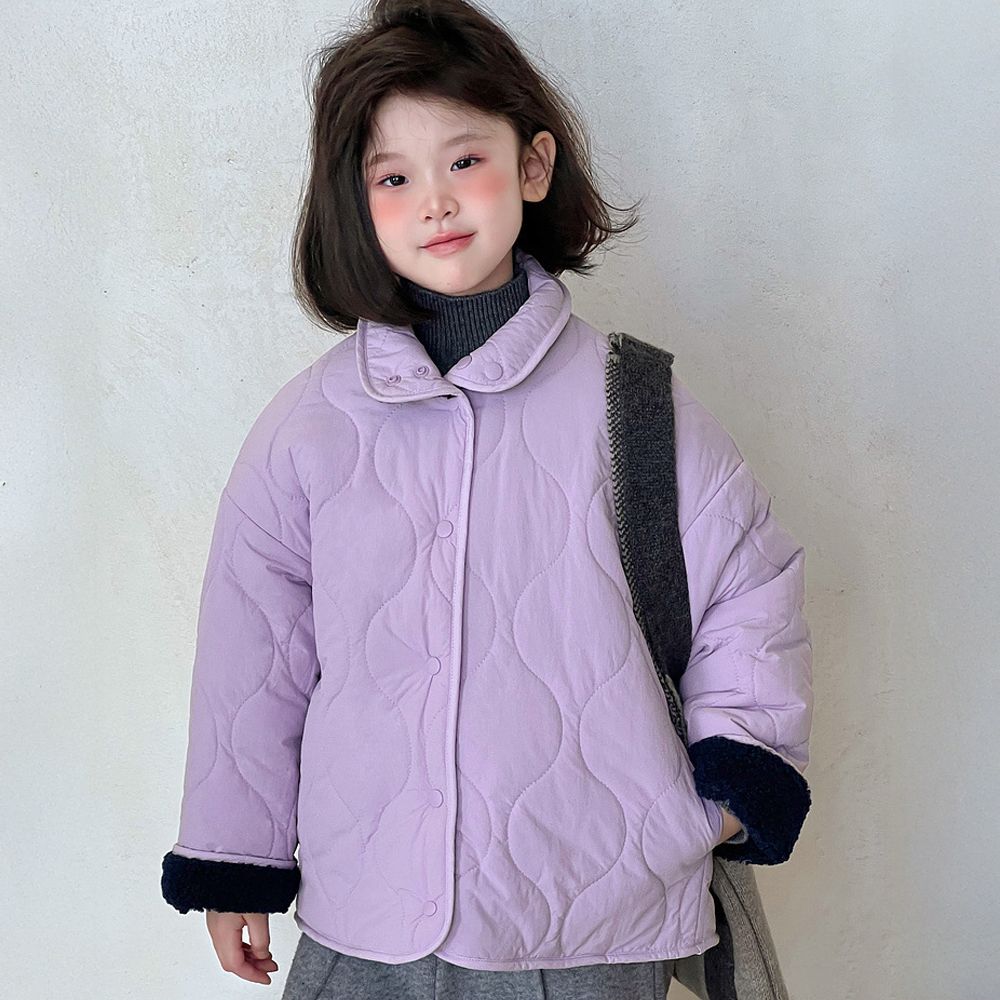 溫暖補給兩穿毛絨外套-紫x藏青