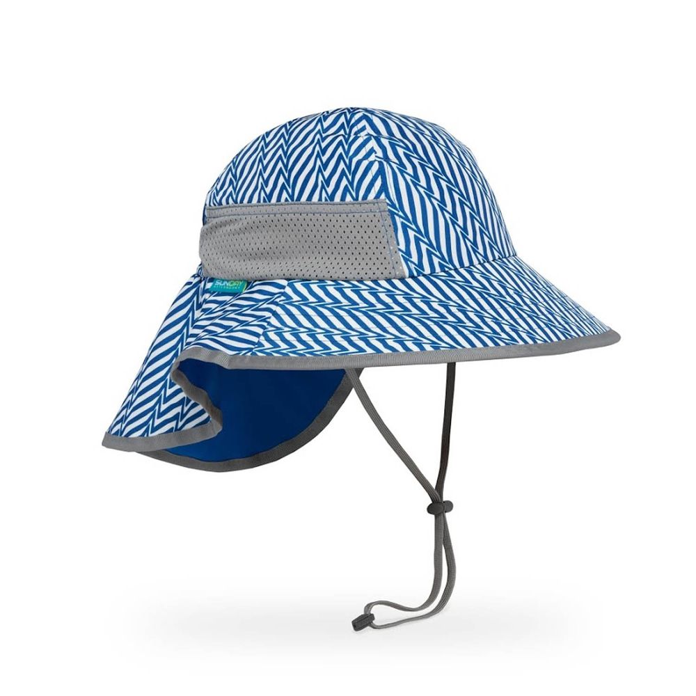 Sunday Afternoons - 兒童防曬帽-兒童抗UV防潑透氣護頸帽Kids Play Hat-藍色幾何折線