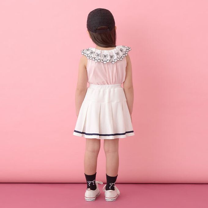 日本 Lycee mine - 精緻櫻桃蕾絲領無袖上衣-綠