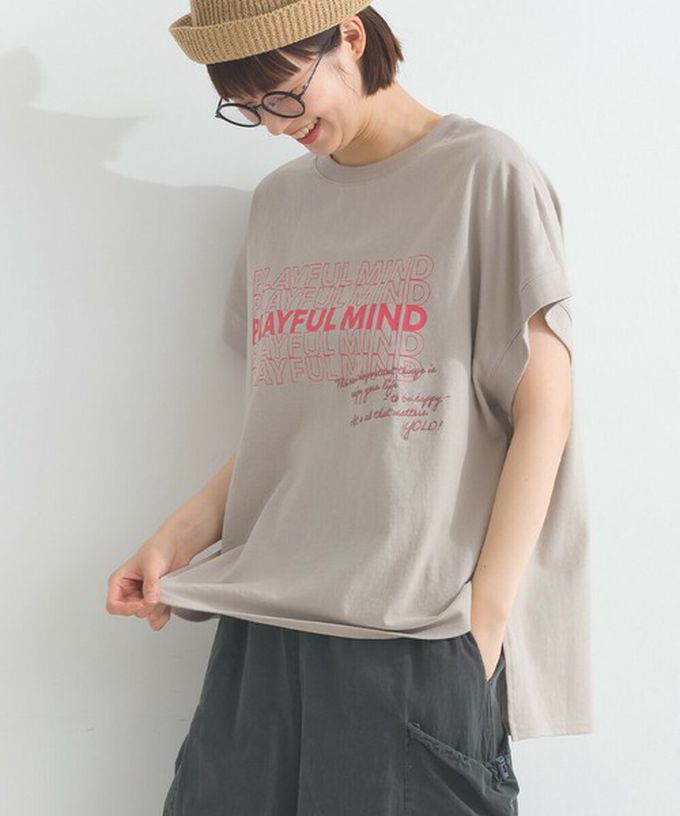 日本 Lupilien - 16OE天竺棉 法式英文標語短袖上衣-白