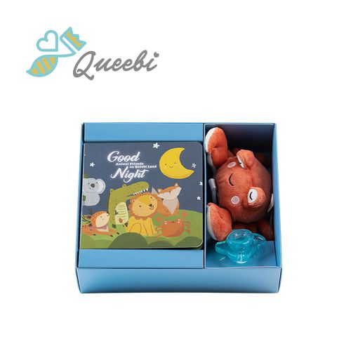 Queebi - 丹麥 奶嘴玩偶好好睡覺繪本禮盒組 彌月禮盒/成長禮盒/新生兒禮盒-蟹老闆