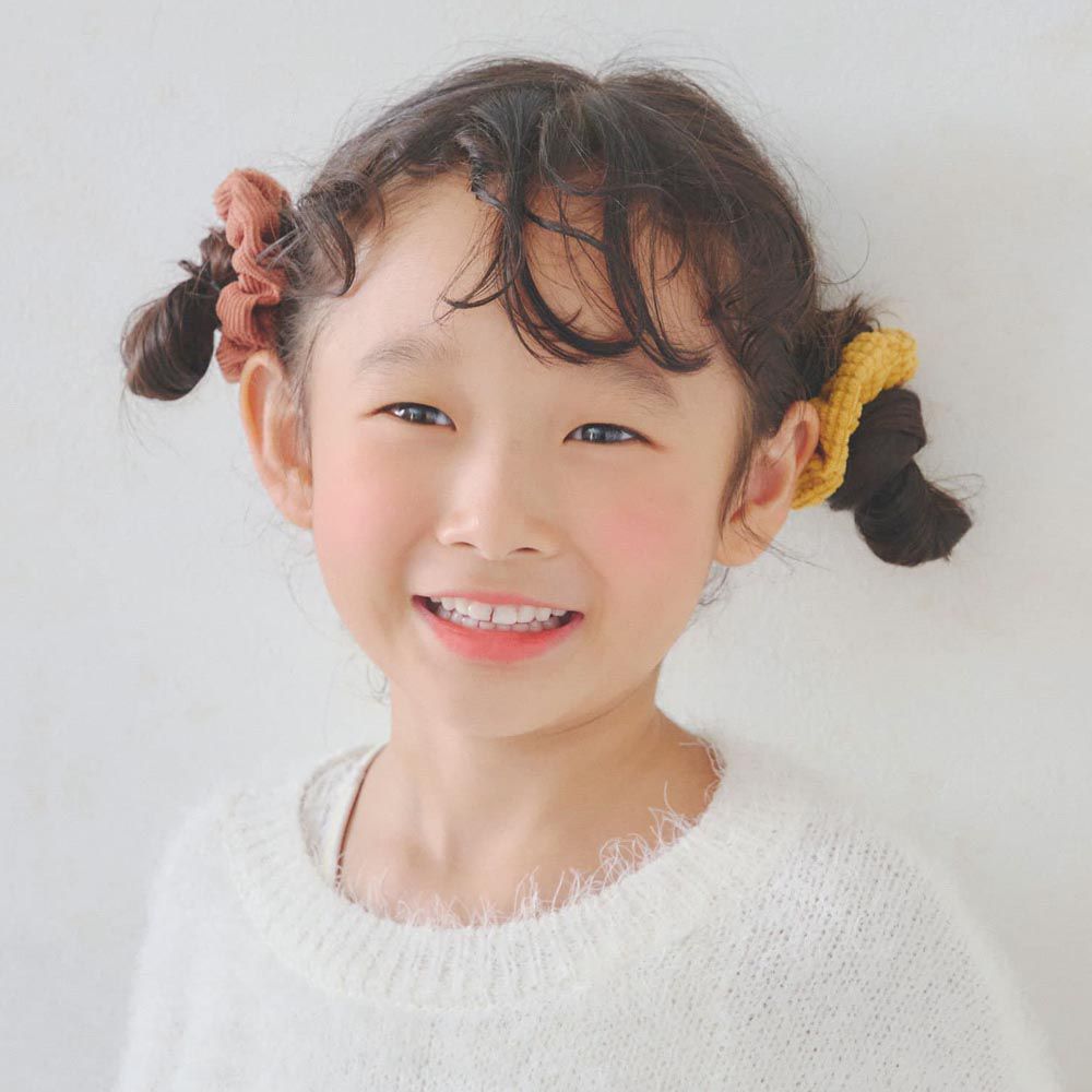 日本 Lattice - 兒童大腸髮圈4件組-芥黃