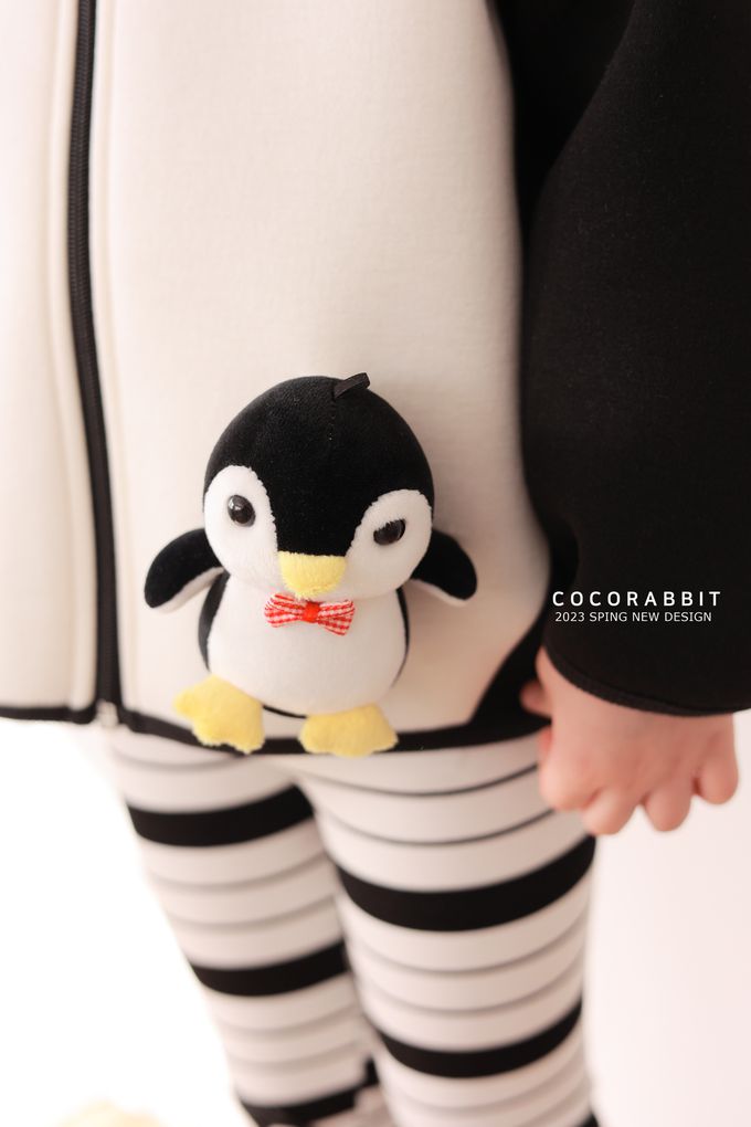 韓國 Coco rabbit - 閉眼企鵝可拆式連帽外套-黑